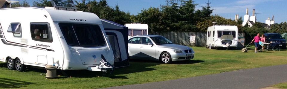 Touring caravans on grass