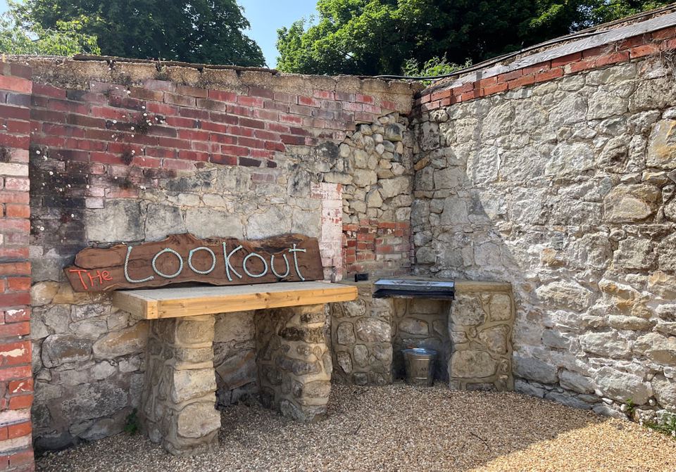 Stone barbecue area in the courtyard