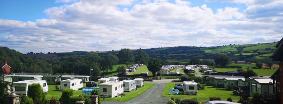 Static caravans among the hills