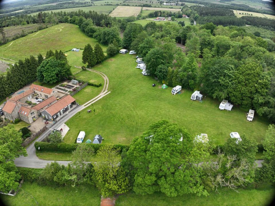 Site from above, pitches around the field