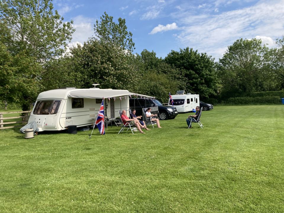 Caravans on the grass field