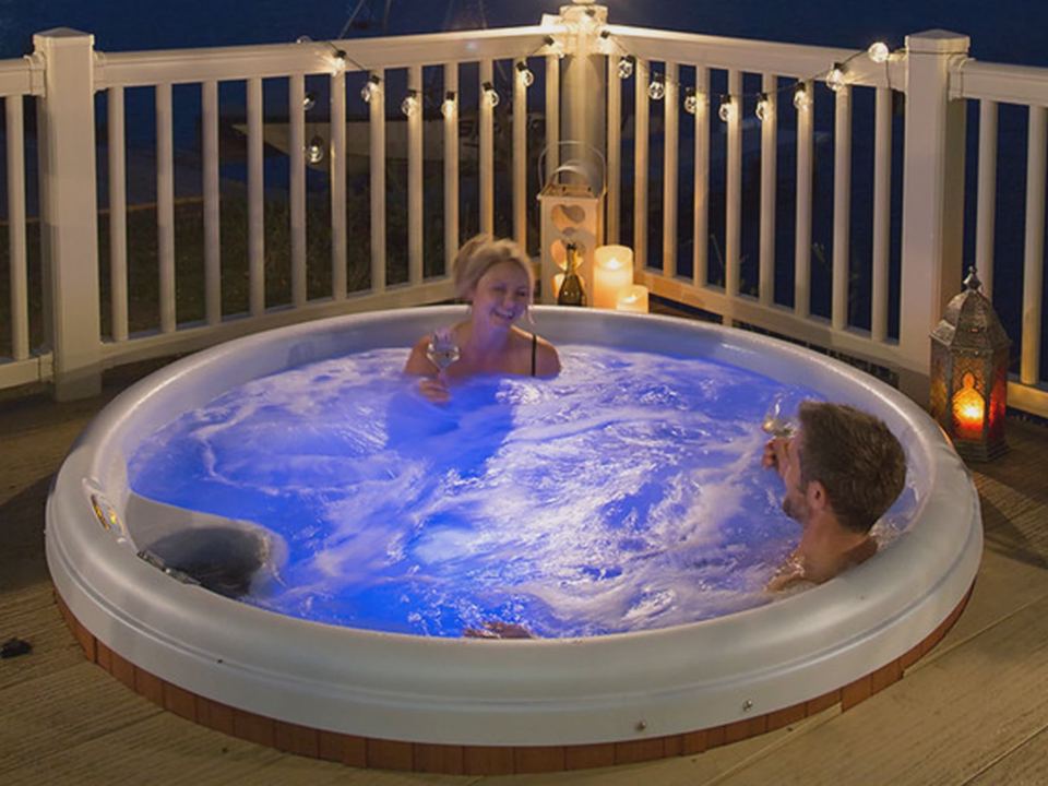 Private hot tub on a deck