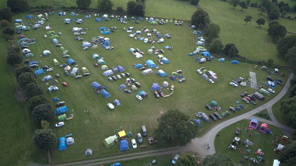 Tents filling the camping field