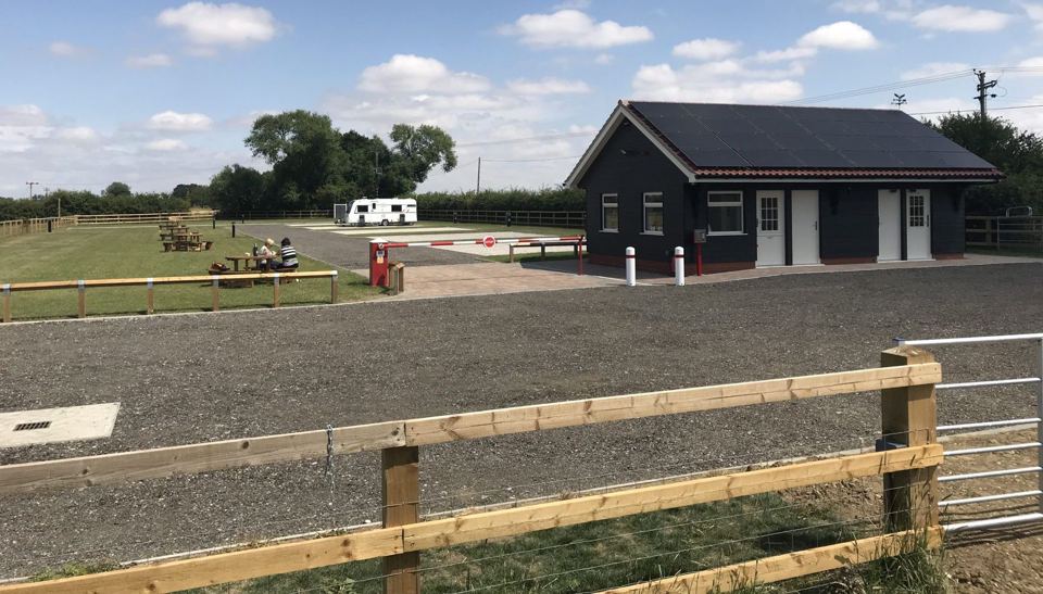 Hardstanding pitches and amenity building