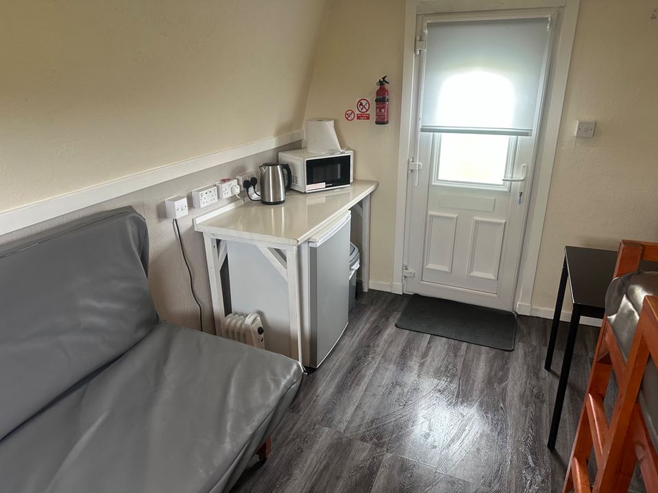 Inside a camping pod