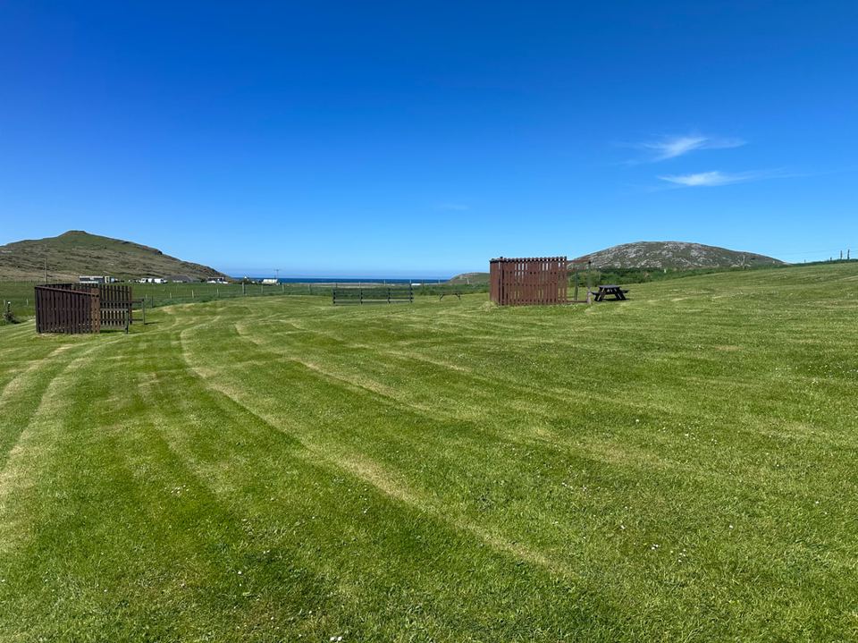 Camping field and hills