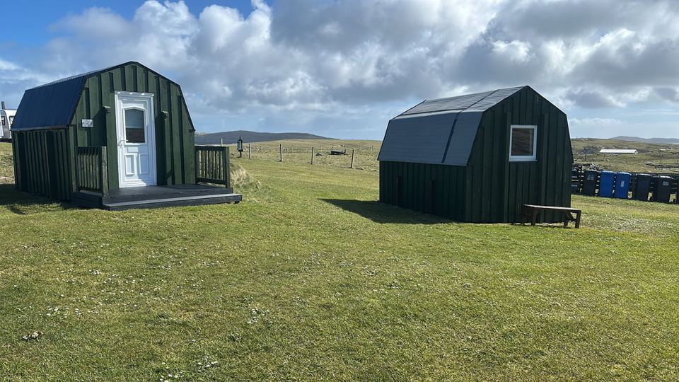 Camping pods on the grass
