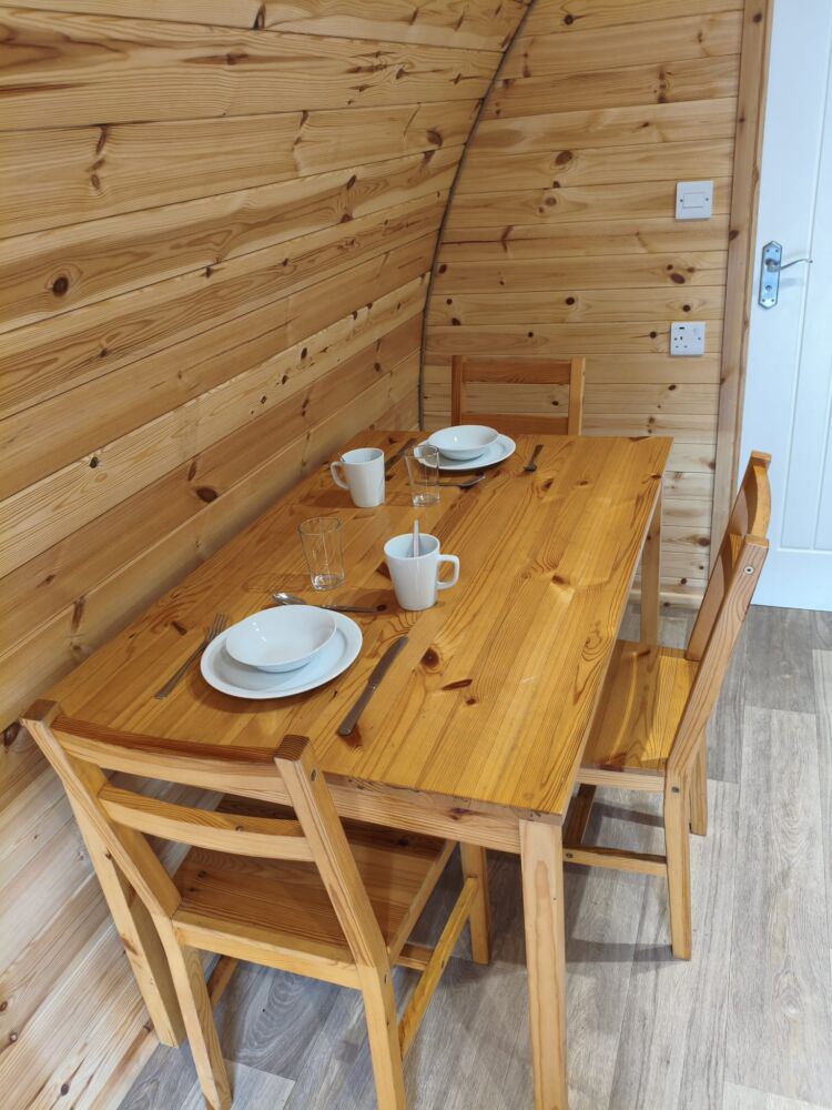 Dining table inside a pod
