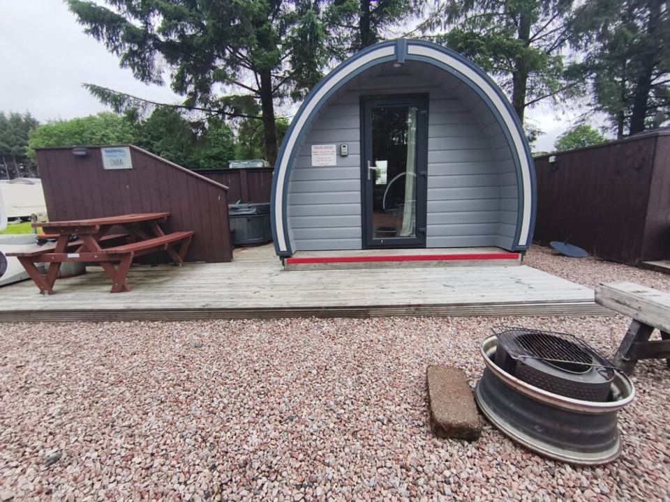 Pod with fire pit and seating