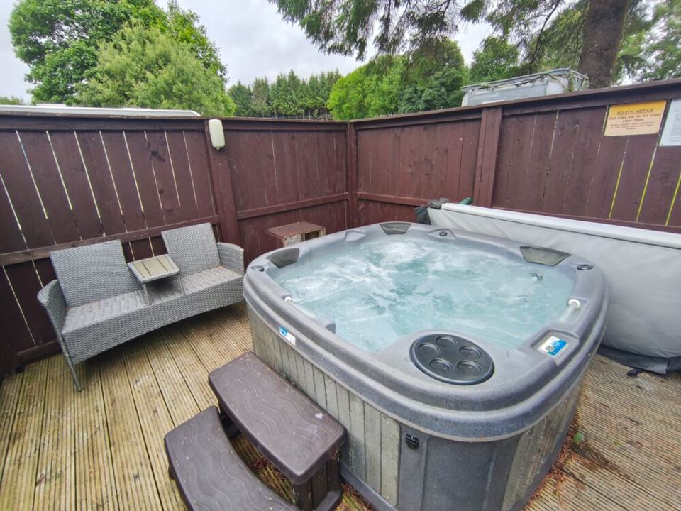 Private hot tub on decking