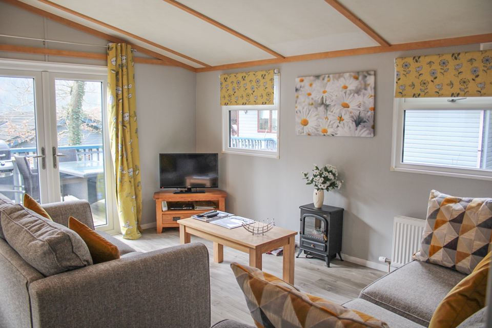 Lounge with patio doors