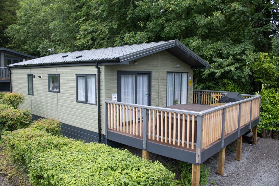 Lodge exterior with decked terrace