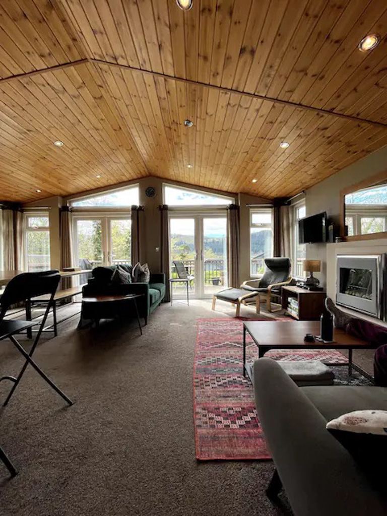 Lounge with wooden ceiling