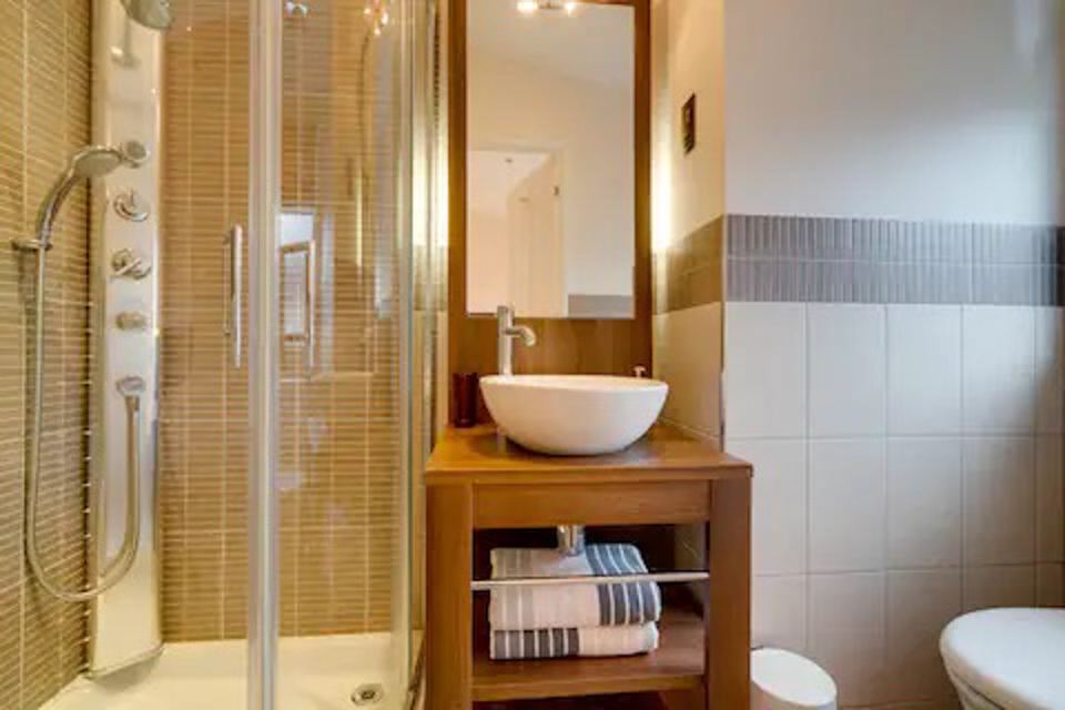 Shower room with vanity sink