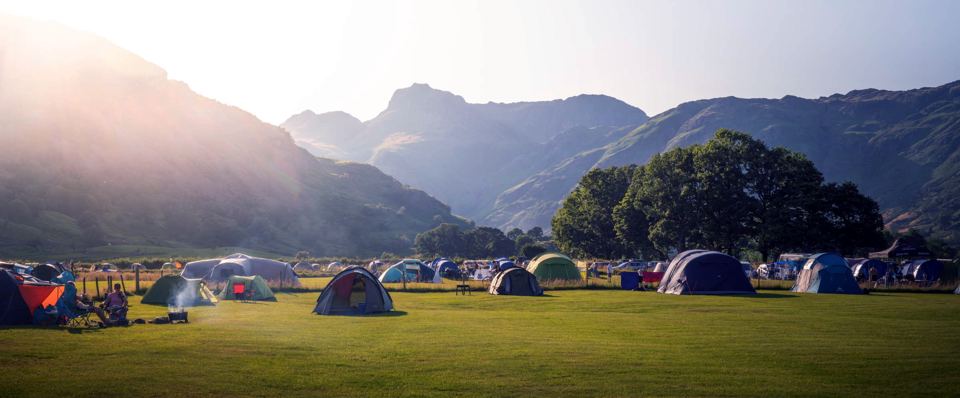 Tents on the grass field