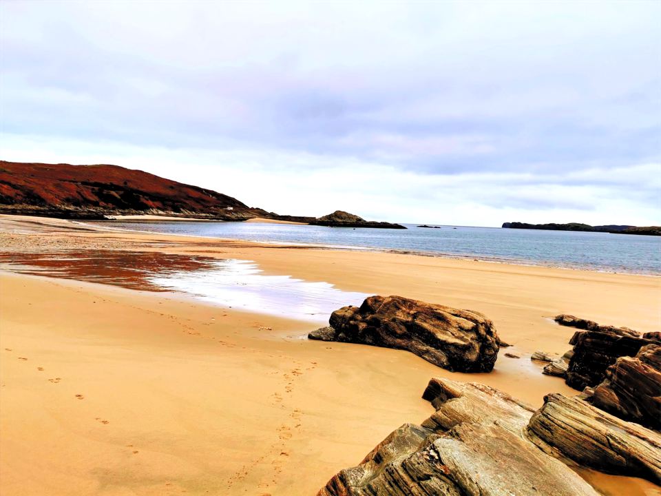 Sandy beach with rocks