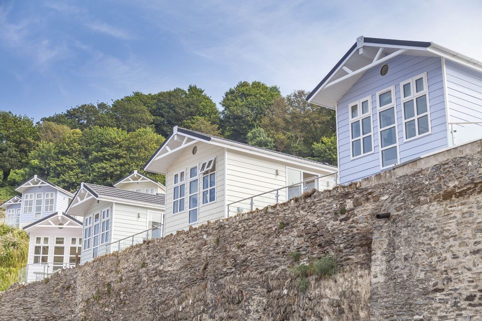 Beach huts above the bay
