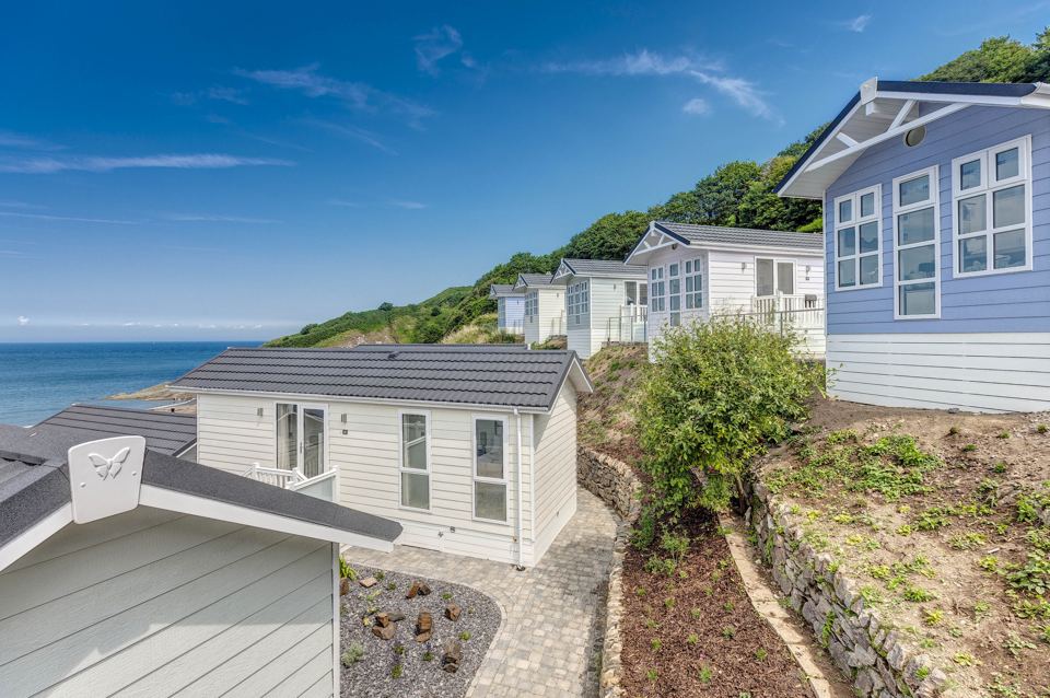 Beach huts on the hillside