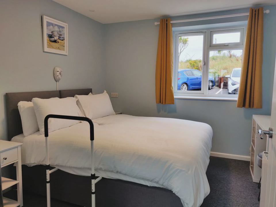 Lodge bedroom with window view