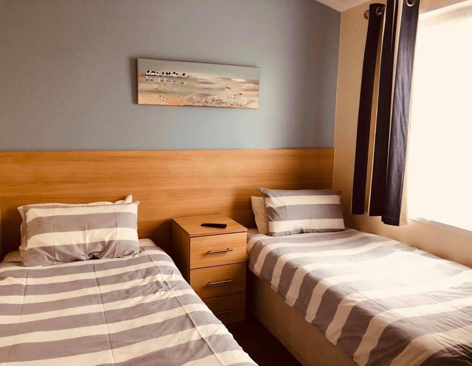 Twin bedroom in a caravan