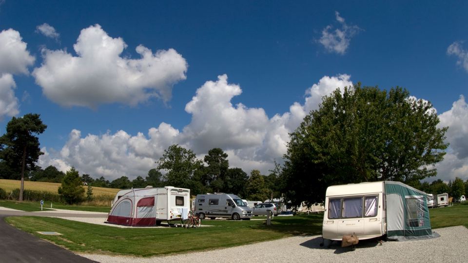 Caravans on gravel hardstanding