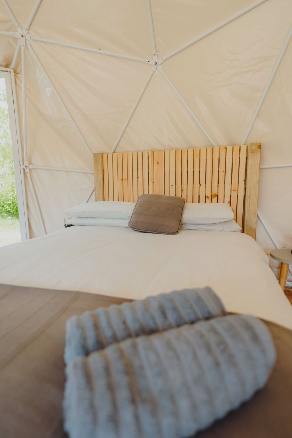 Double bed inside a dome