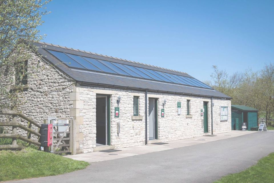 Facilities block with solar panels
