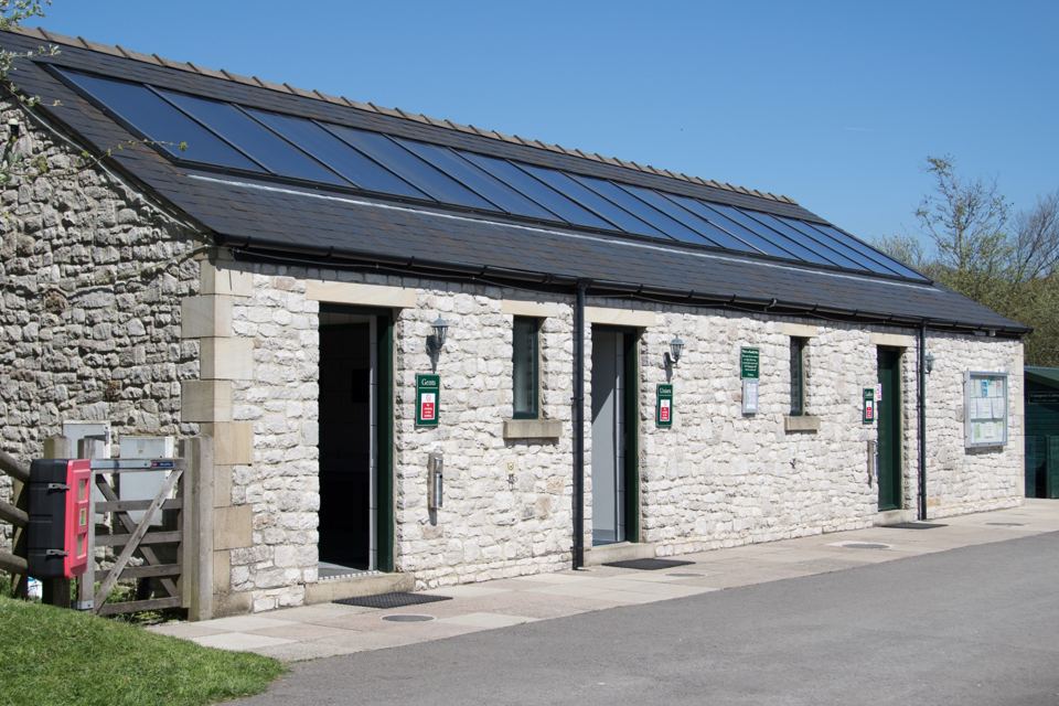 Stone shower and toilet block