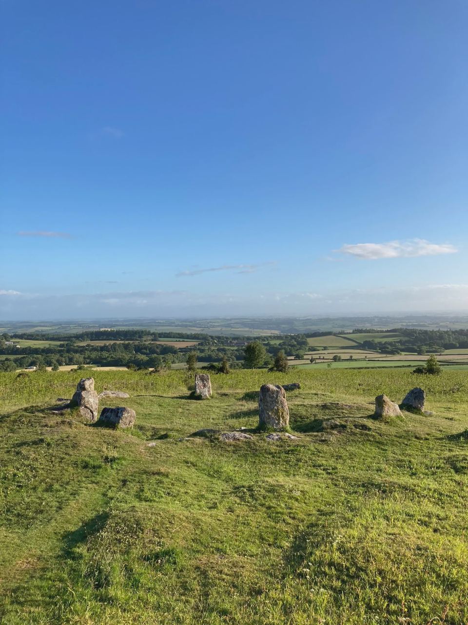 View across moorland to stone circle