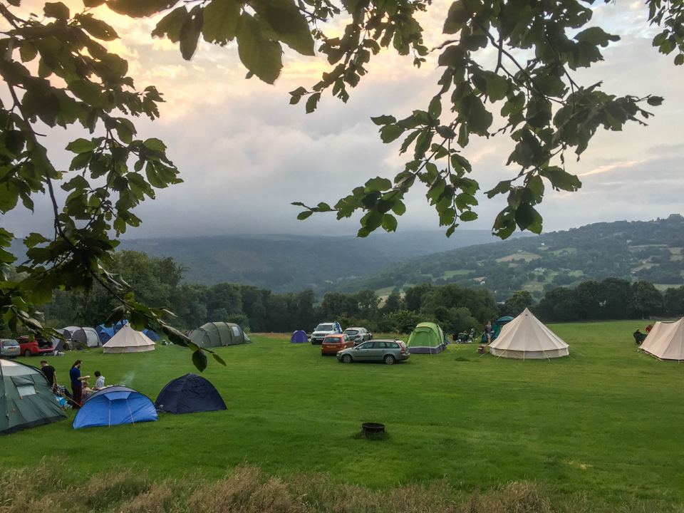 Tents and bell tent in the field