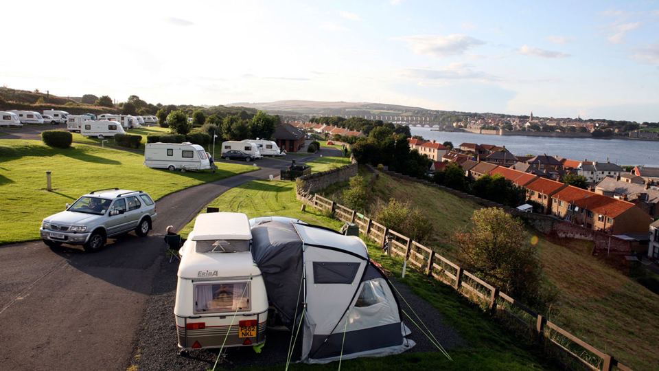 Pitches stepping down the hillside