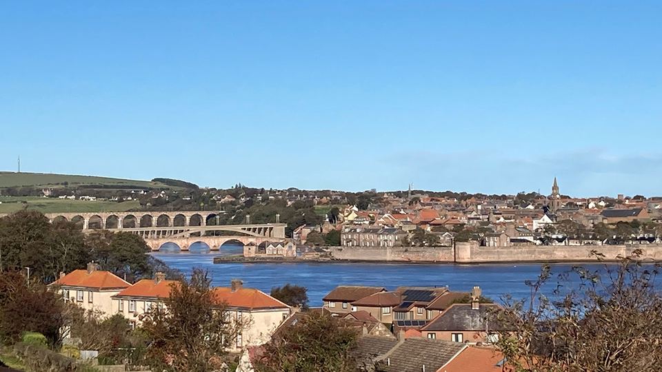 Berwick and its bridges from the site