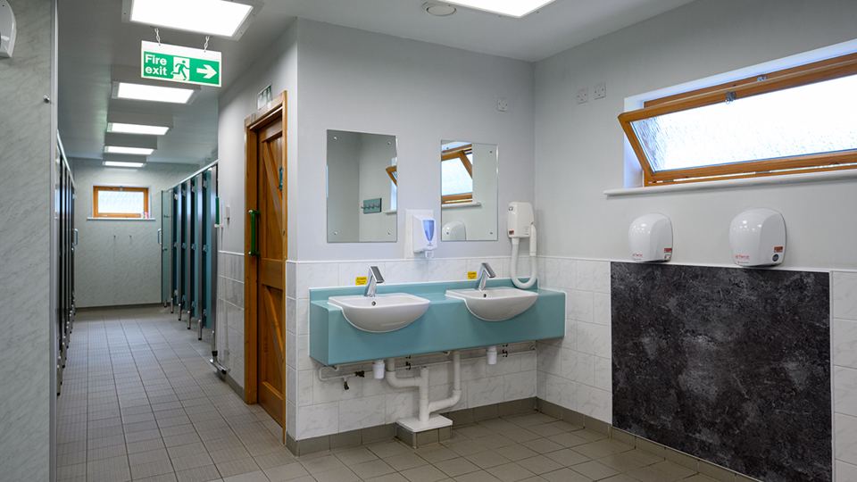Washroom basins and cubicles