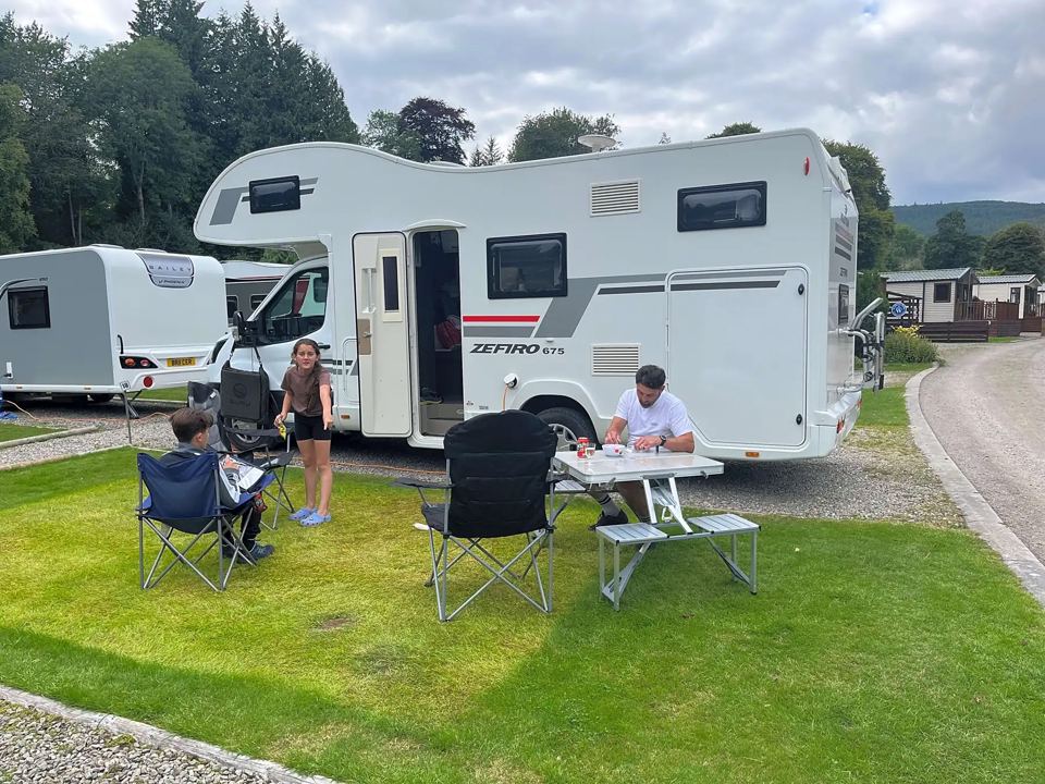 Motorhome on a grass pitch