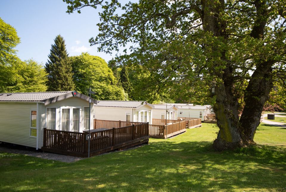 Holiday caravans on the lawn