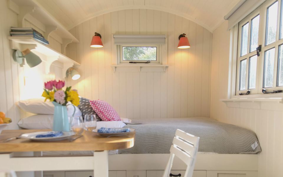 Inside the shepherd hut
