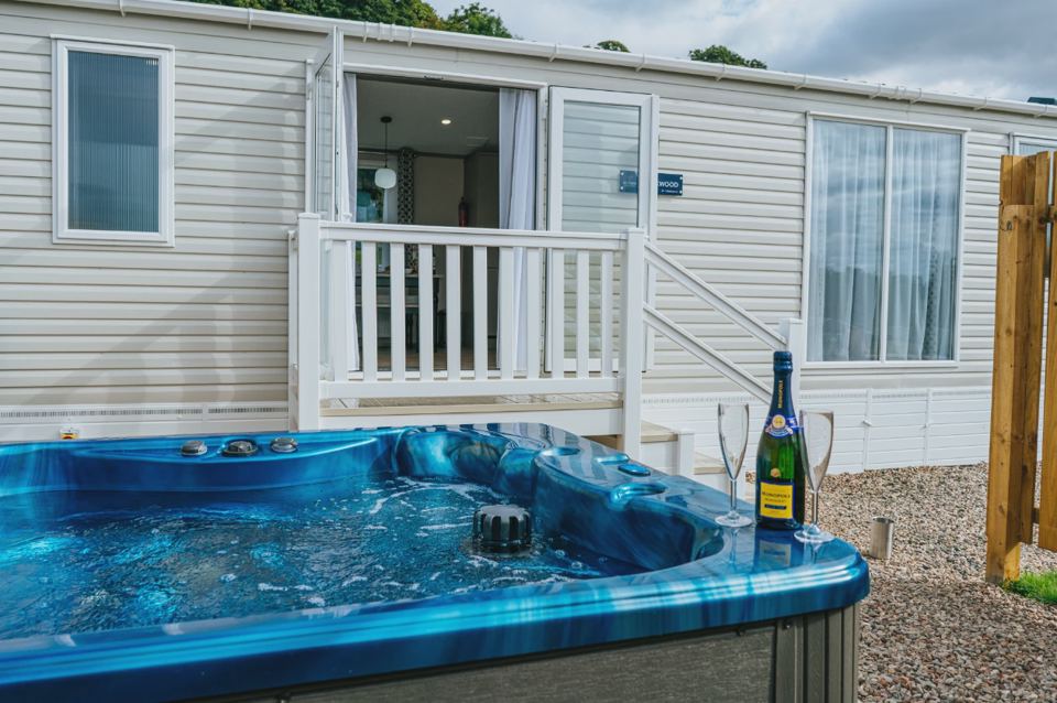 Caravan with hot tub