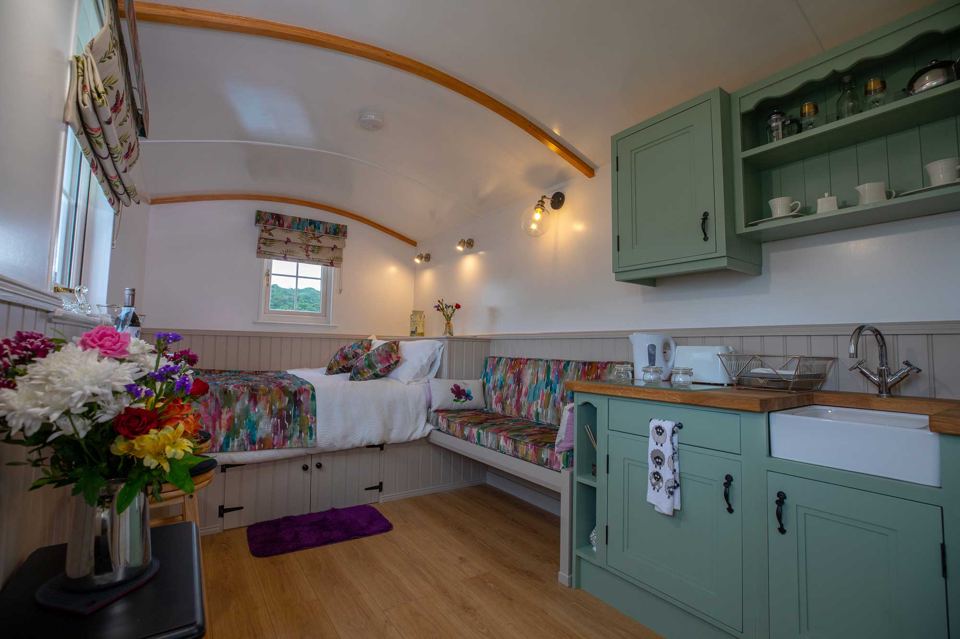 Inside a shepherd's hut