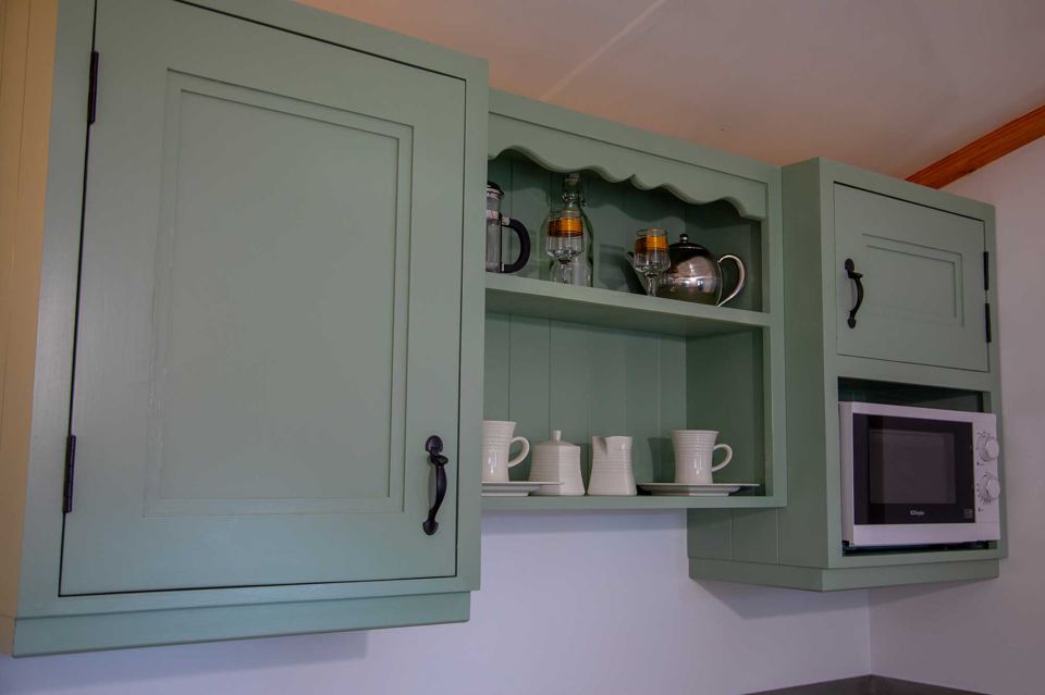 Hut kitchen cupboards