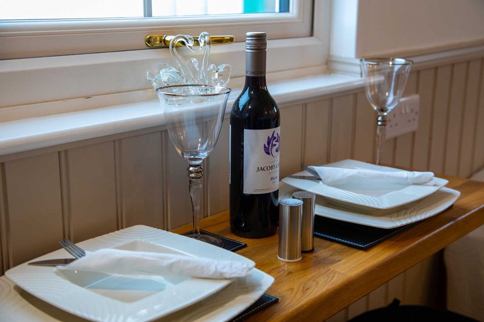 Table set in the hut