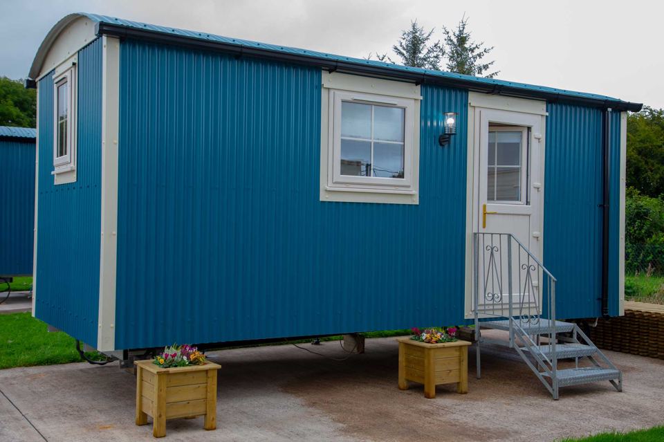 Blue shepherd's hut