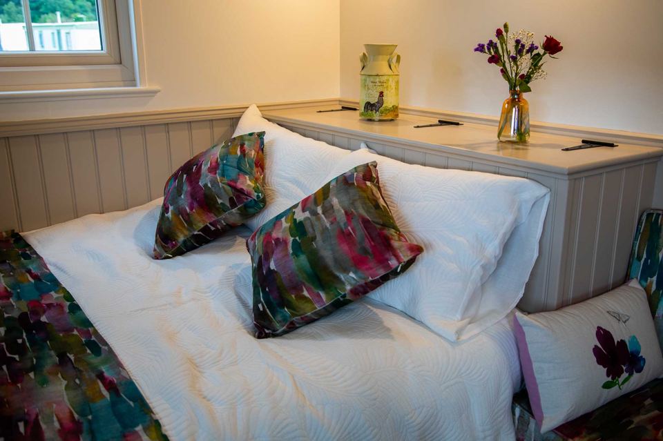 Bed and cushions