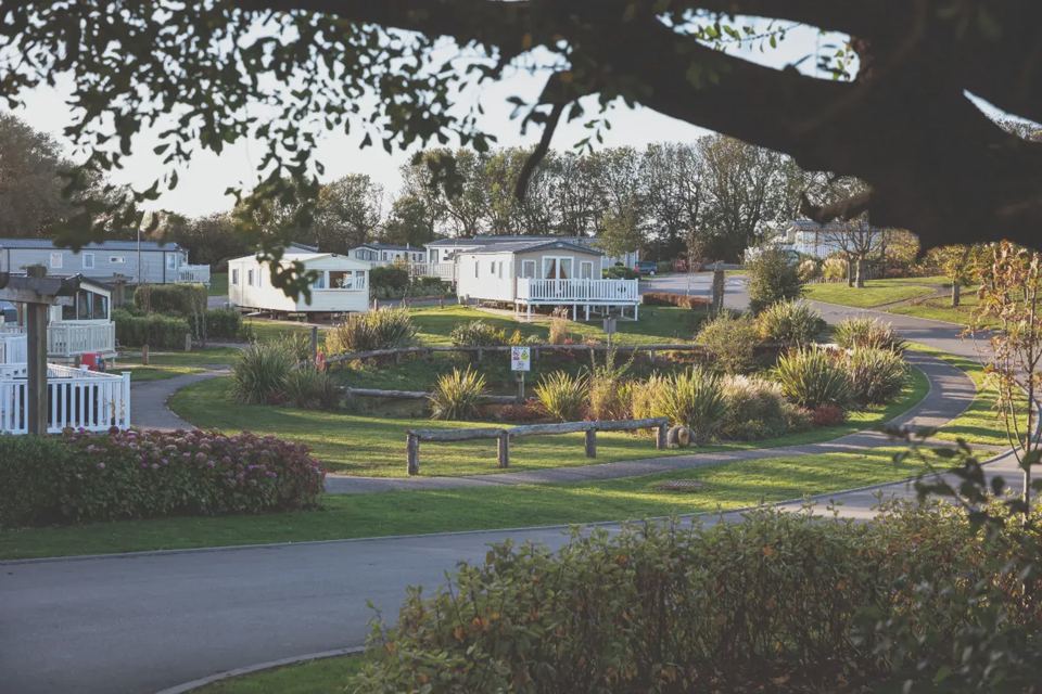 Caravans among the park gardens