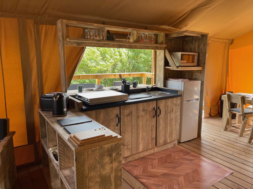 Kitchenette inside the safari tent