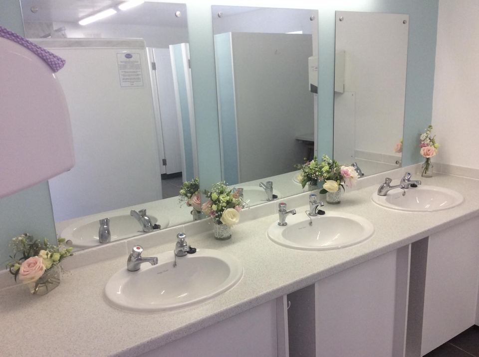 Washbasins in the toilet block