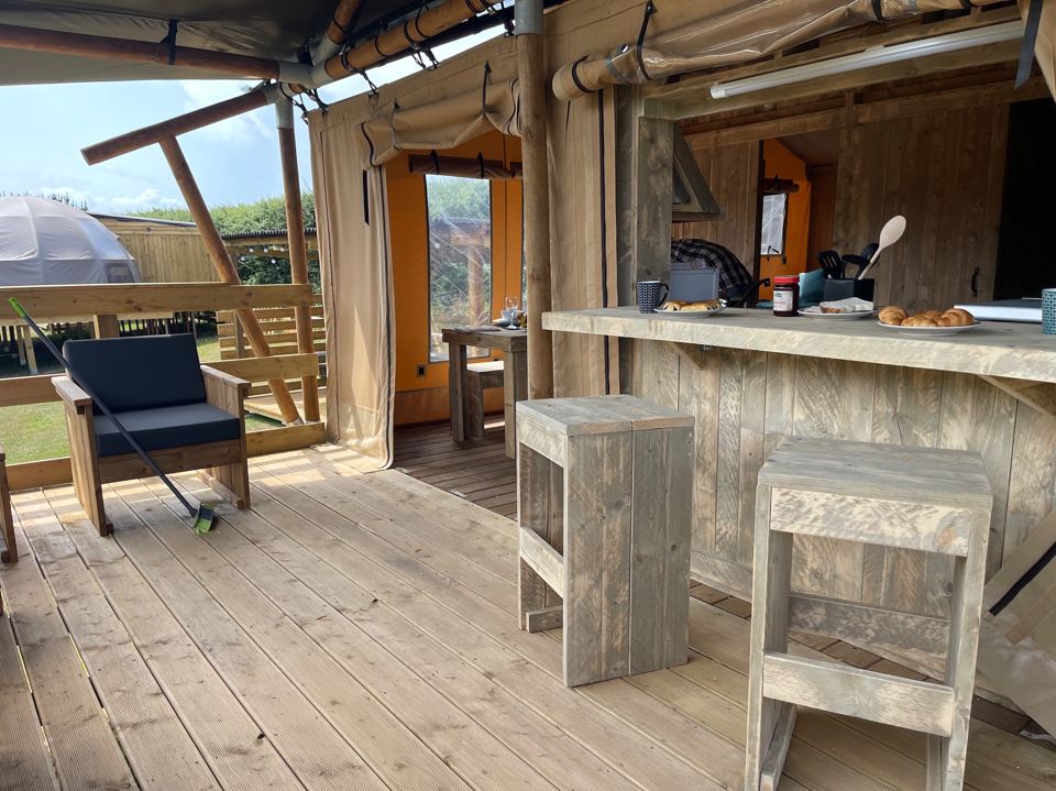 Kitchen area inside the safari tent
