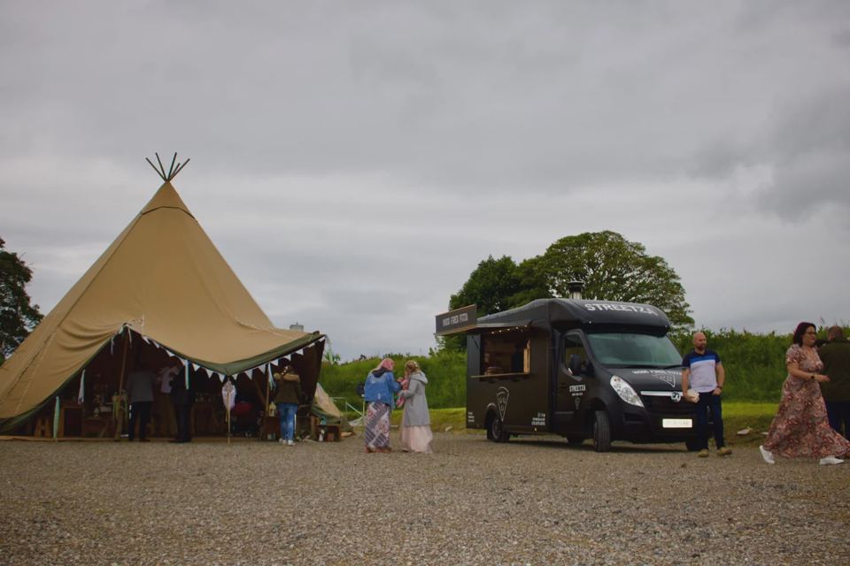 Tipi on the gravel yard