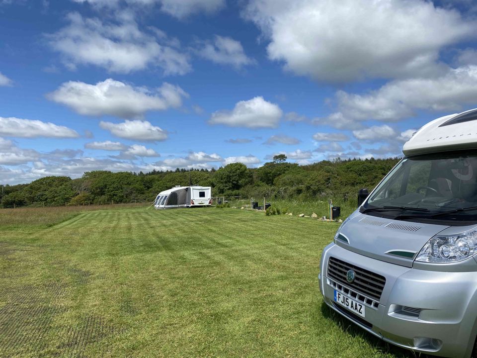 Motorhomes on the grass pitches