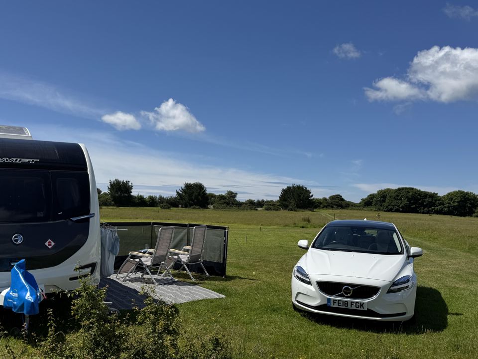 Caravan pitch on the grass