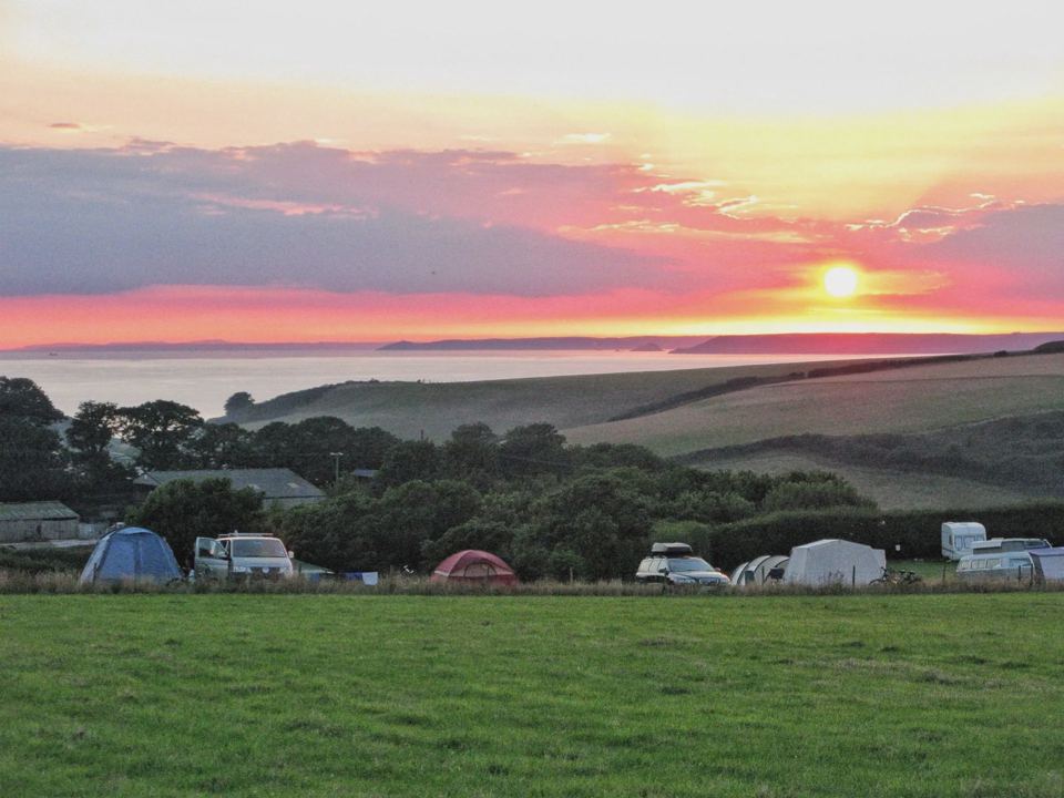 Sunset over the camping field